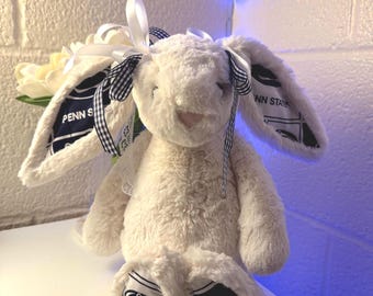 Custom Jellycat Bunny - 12 inch (College, Graduation, Disney, NFL, NBA, NHL, Baby Present, Gift)