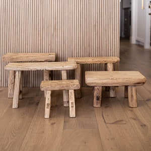 Display Stand Vintage Small Wooden Stool Old Rustic Elm Wood Stool ...