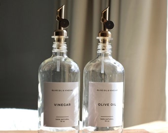 Olive & Vinegar Glass Clear Bottles