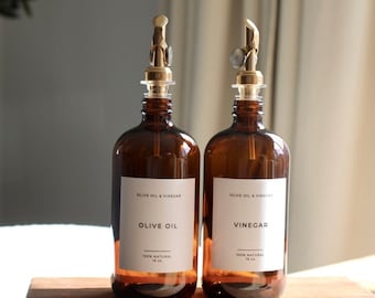 Olive & Vinegar Glass Amber Bottles