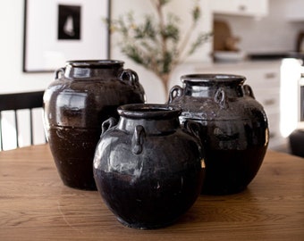 Vintage Black Glazed One-of-a-Kind Pot Small Luxe B Co.