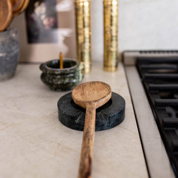 Emerald Green Marble Round Spoon Rest