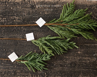 Tige de pin de Norfolk, faux pin artificiel vert au toucher, pulvérisation de verdure de Noël vacances d'hiver cèdre artificiel à feuilles persistantes