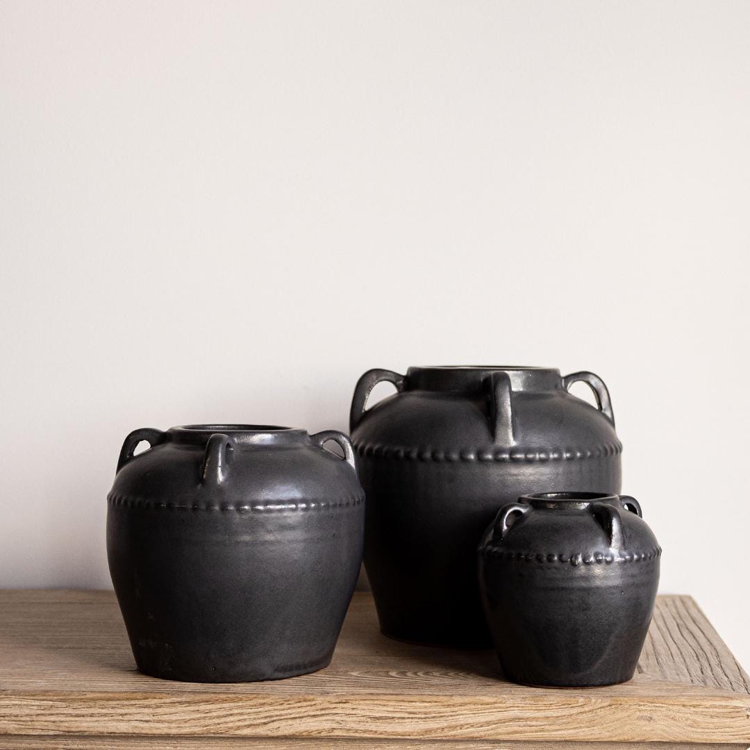 Dumont Grey Glazed Vase With Handles