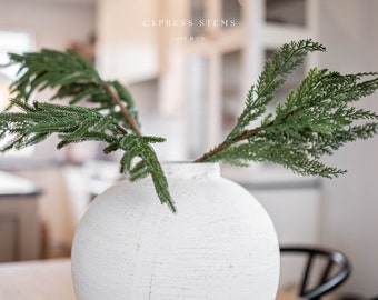 Cypress Stem Real Touch Green Faux Artificial Pine Spray Christmas Greenery Winter Holiday Artificial Evergreen Cedar
