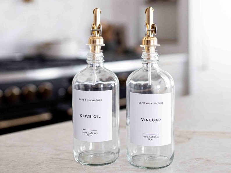 Olive Oil & Vinegar Clear Glass Bottles
