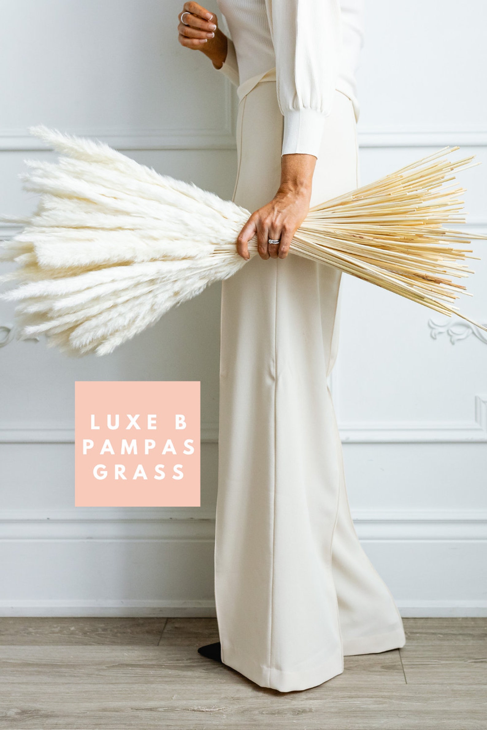 Pampas Grass Small Bleach White Dried Flowers Luxe B Pampas Etsy