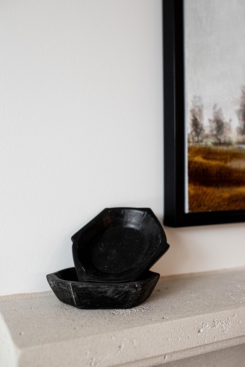 Marble Black Bowl - Luxe B Pampas Grass  Vintage Home Decor Shop Luxe B Co Instagram