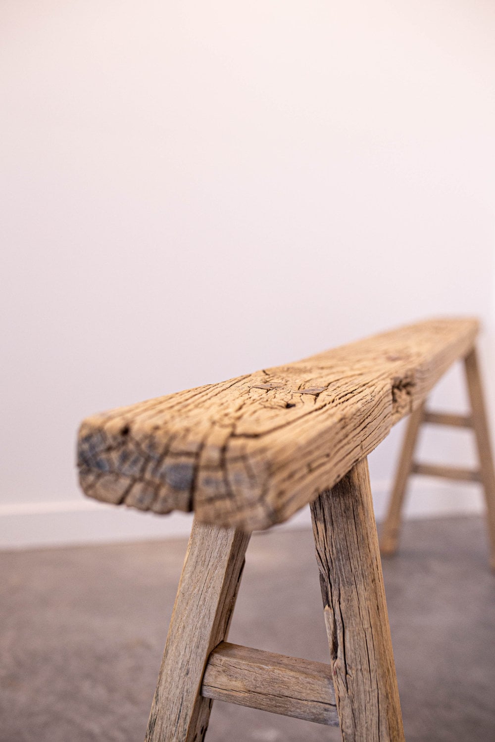 Skinny Bench Vintage Wooden Stool Old Chinese Elm Wood