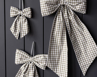 Gingham Green Fabric Decorative Bows