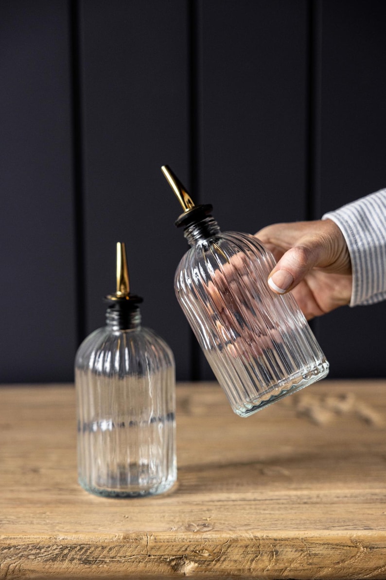 Scallop Olive Oil & Vinegar Glass Bottles