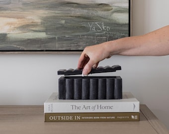 Black Marble Fluted Box
