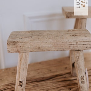 Vintage Found Stool Small Wooden Bench Rustic Elm Wood Display Riser Stand Stool Kitchen Stool Bathroom Stool Kid Bench Stool Entryway Bench image 6