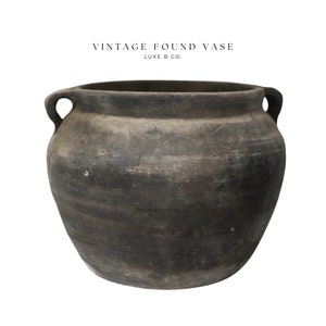 Vintage Vase Pot Grey Black Old Clay Pot Antique Pottery Black Vase