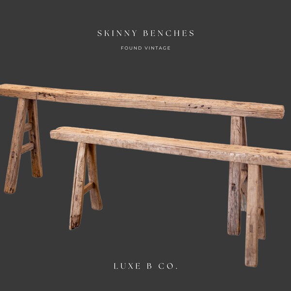 Vintage Wood Skinny Bench - Etsy