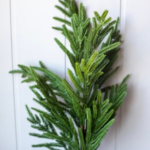 Norfolk Pine Stem Real Touch Green Faux Artificial Pine Spray Christmas Greenery Winter Holiday Artificial Evergreen Cedar image 4