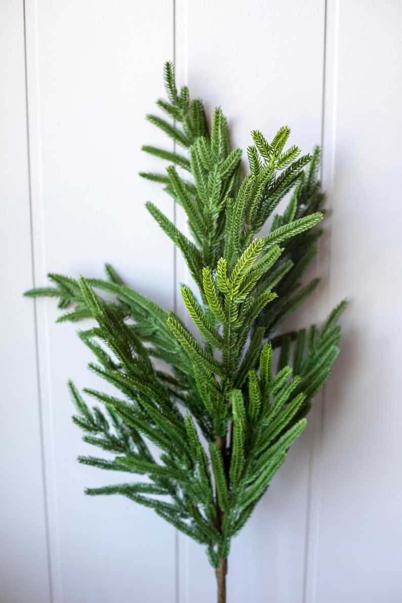 Norfolk Pine Stem Real Touch Green Faux Artificial Pine Spray Christmas Greenery Winter Holiday Artificial Evergreen Cedar image 4