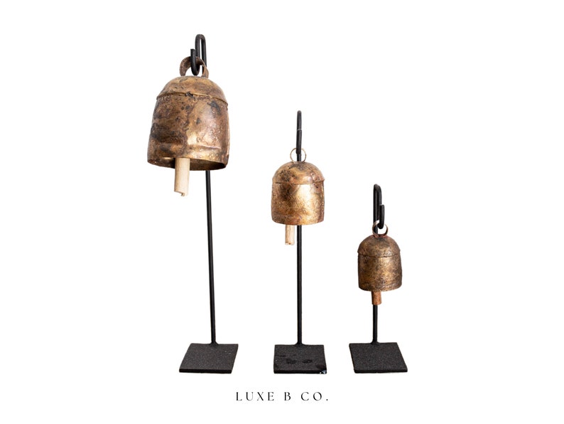 Supports de cloches vintage d'inspiration cuivre Supports de cloches en fer Luxe B Co image 1