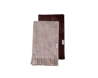 Brown & White Stripes Ruffle Frill Kitchen Dish Towel