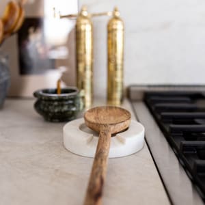 White Marble Stone Round Spoon Rest