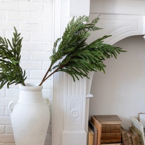 Norfolk Pine Stem Real Touch Green Faux Artificial Pine Spray Christmas Greenery Winter Holiday Artificial Evergreen Cedar image 2