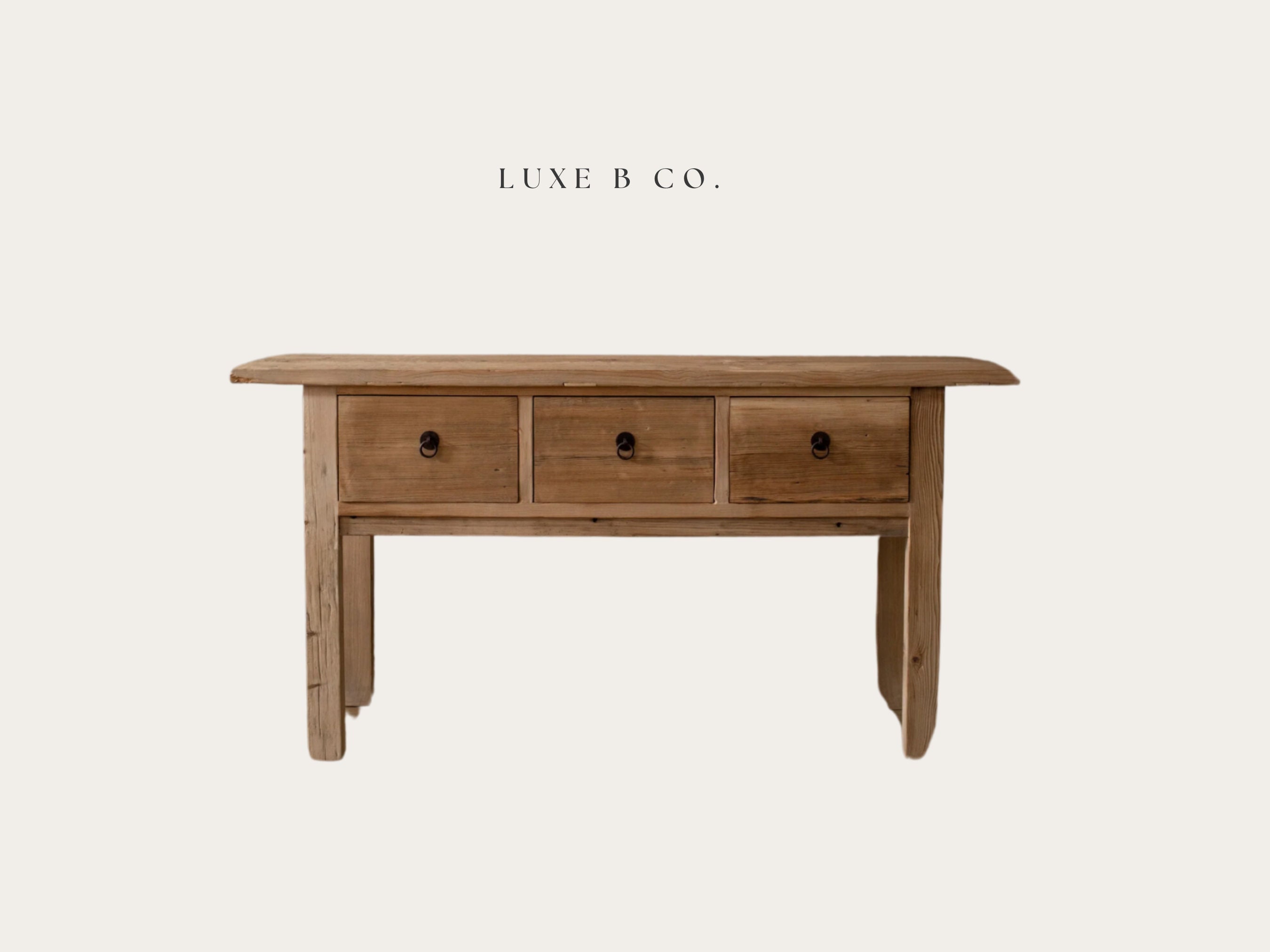 Caramel Three Drawer Elm Wood Console Table by Luxe B Co