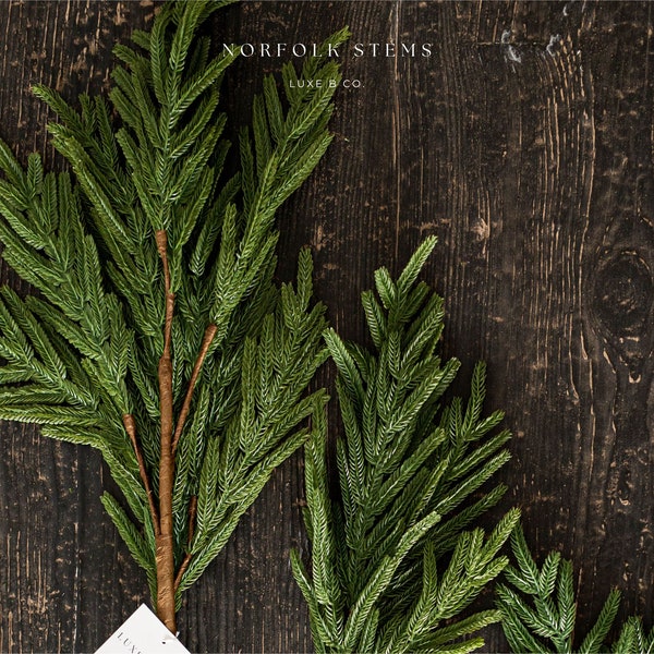 Tige de pin Norfolk Real Touch, Faux pin artificiel vert, Spray de verdure de noël, vacances d'hiver, cèdre artificiel à feuilles persistantes