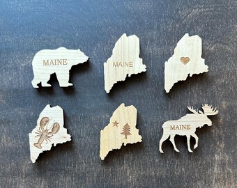 Maine Wood Fridge Magnets | State Souvenir Gift