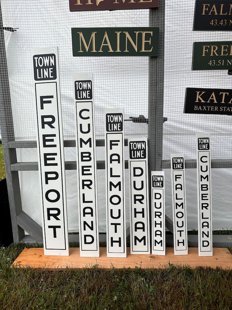 Maine Town Line Wood Sign: 3