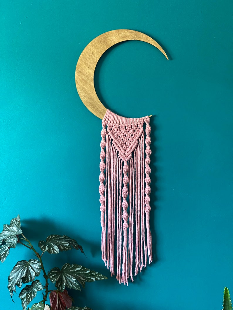 Large Moon Macrame Moon Wall Hanging Moon Decor Macrame Etsy