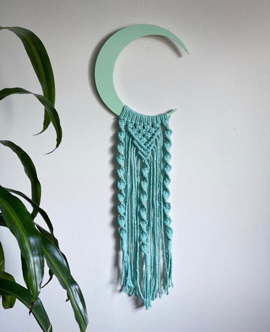 Small Moon Macrame Moon Wall Hanging Moon Decor Macrame Etsy