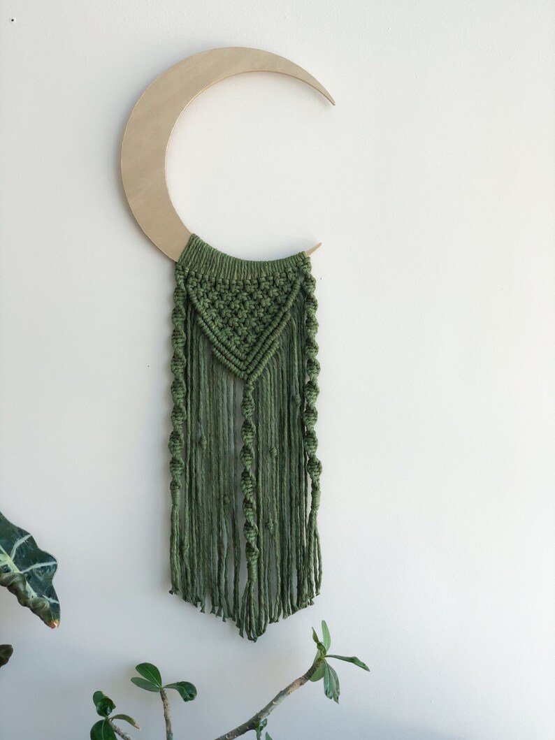 Large Moon Macrame Moon Wall Hanging Moon Decor Macrame Etsy