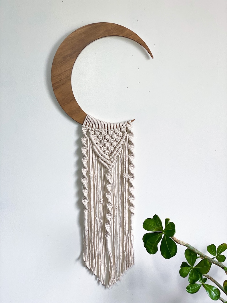 Large Moon Macrame Moon Wall Hanging Moon Decor Macrame Etsy