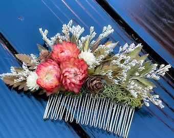 Floral Hair Comb | Dried Flower Hair Accessory | Wedding Hair Comb | Updo Comb | Bridal Hair | Woodland | Cottagecore