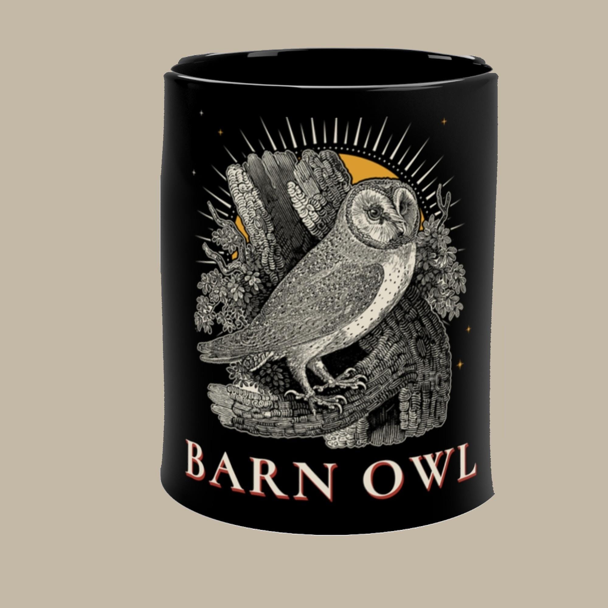 Owl Lover Gift Barn Owl Mug, Birder Gift, Black Coffee Mug 11oz, Nature Lover Gift