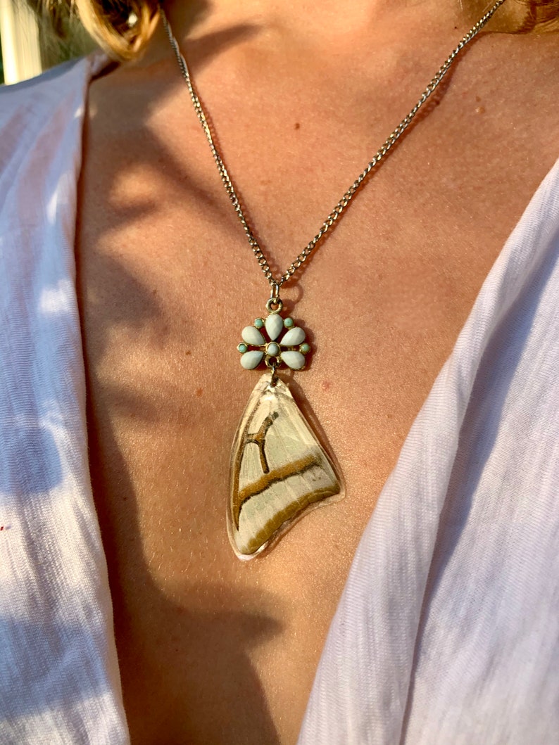 SOLD Preserved Butterly Wing Necklace
