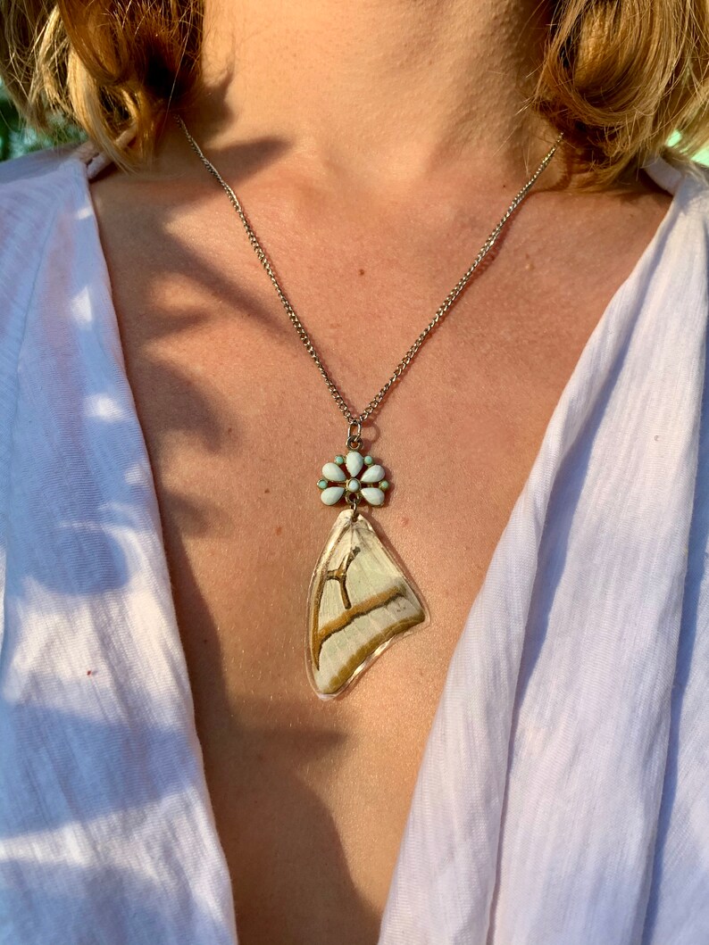 SOLD Preserved Butterly Wing Necklace
