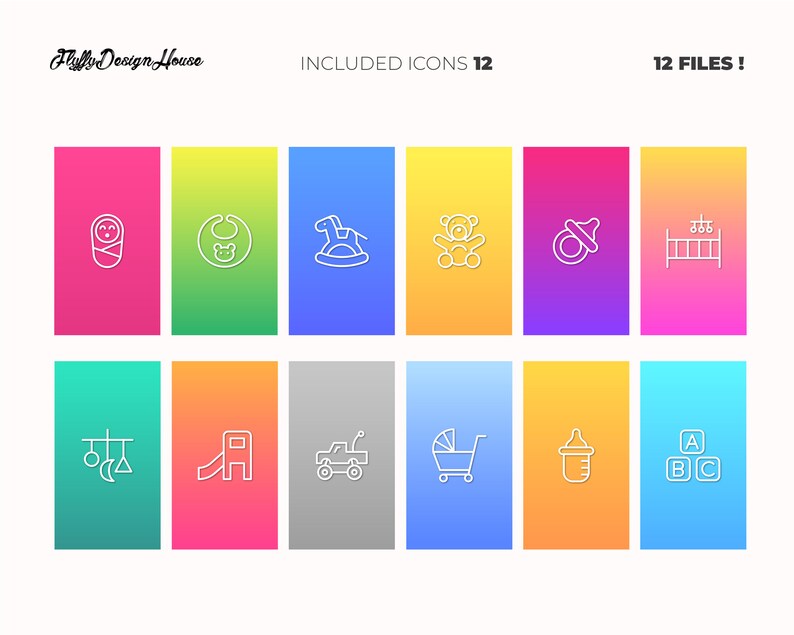 12 Baby Instagram Icons Baby Care Instagram Baby Social Media Gradient Instagram Story Highlights Nursery Gradient Instagram Covers