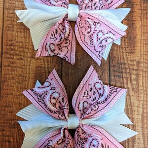 Pink and White Bandana bow set