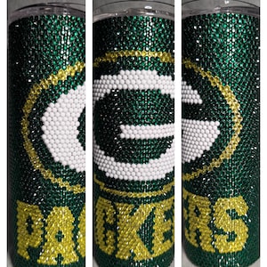 Packer Rhinestone Designs Greenbay Football Team Rhinestone Skinny Tumbler - Etsy