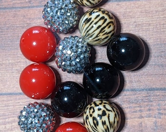 Faux Leather Single Love Clip Leopard Inspiration Beads Charm Bracelet Black 