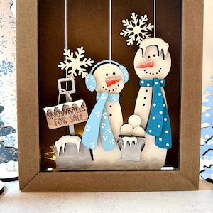 Bolas de nieve a la venta, inserto de caja de sombras de muñecos de nieve con opciones de base independiente / Decoración de muñecos de nieve de invierno