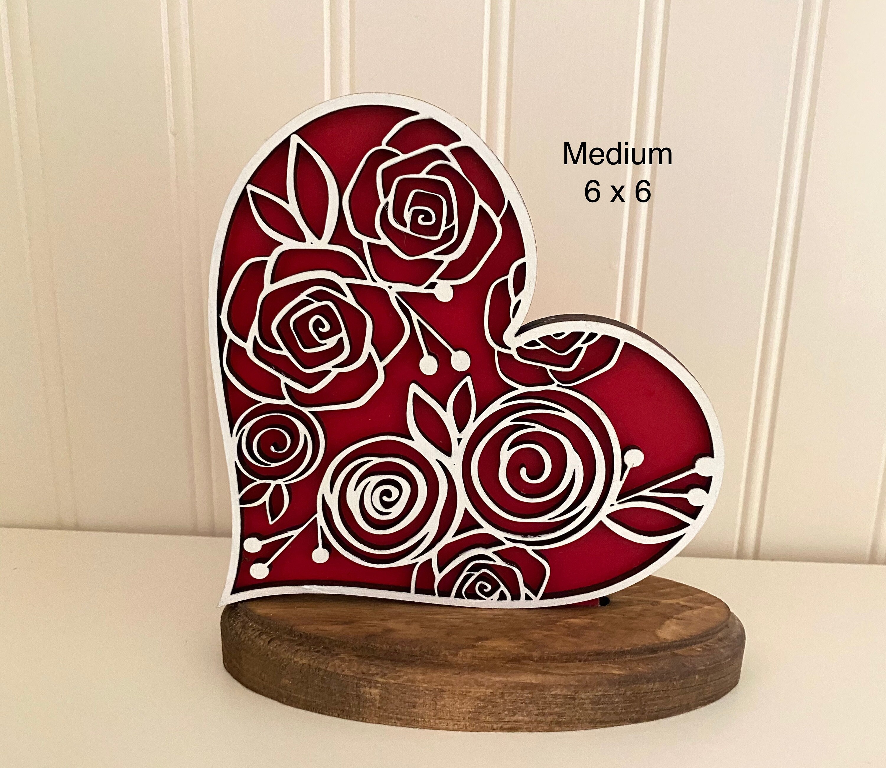 Wooden hearts in 3 sizes with multi layer laser cut floral and | Etsy