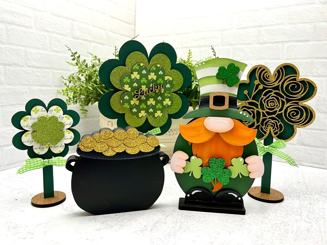 Standing Leprechaun Gnome and Pot of Gold St Patrick's Day Decor, Shelf ...