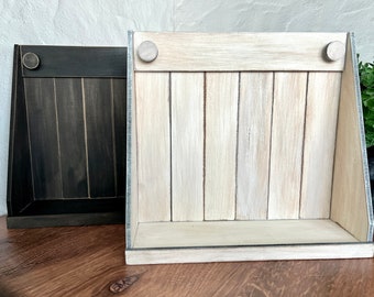 Shaker Box Shelf for tiered tray display in vintage white or vintage black finish