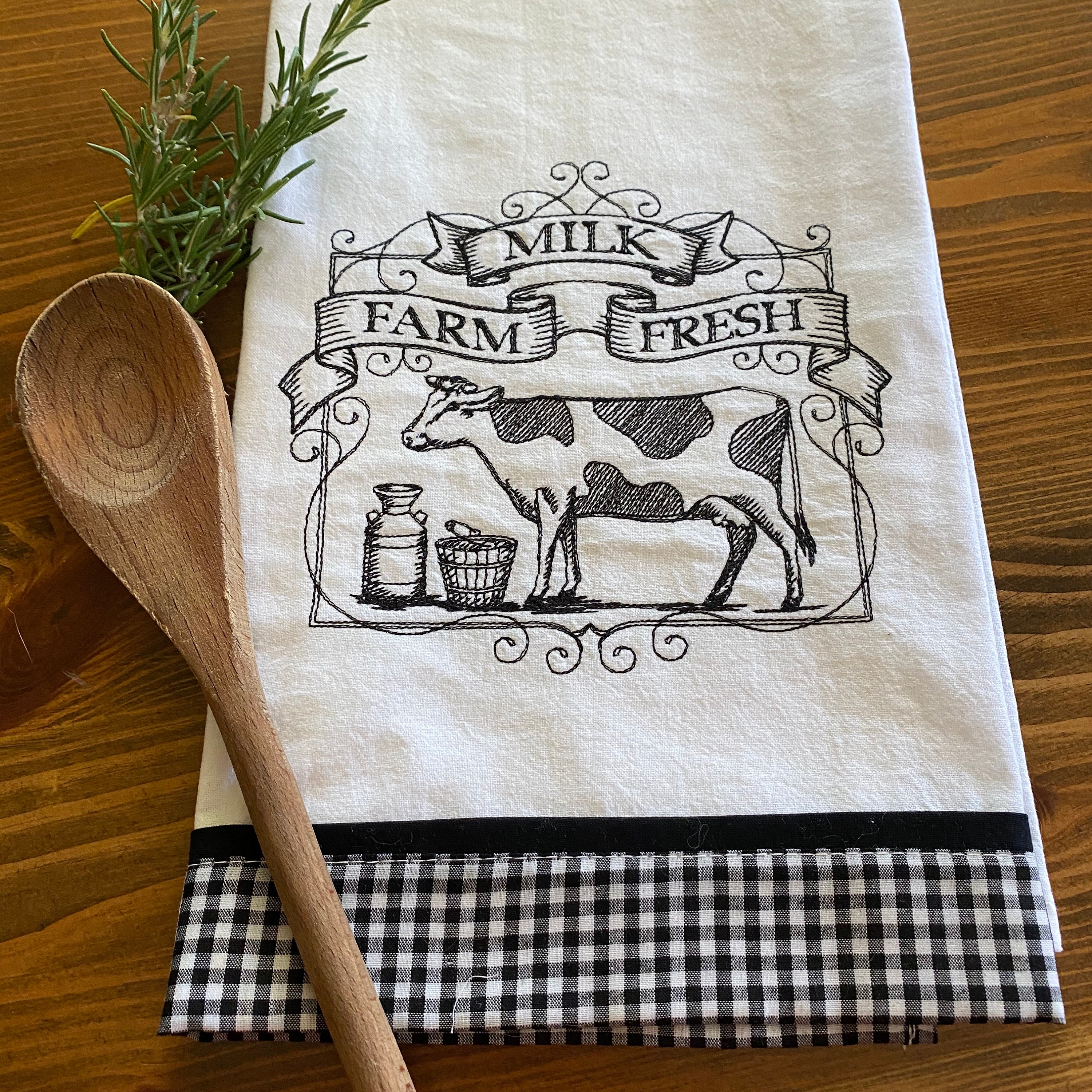 Hand Towels, Milk Cow Printed Dishcloth, Farmhouse Rustic Style