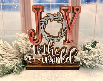 JOY to the World Shadowbox Insert with Freestanding Shelf Sitter Options