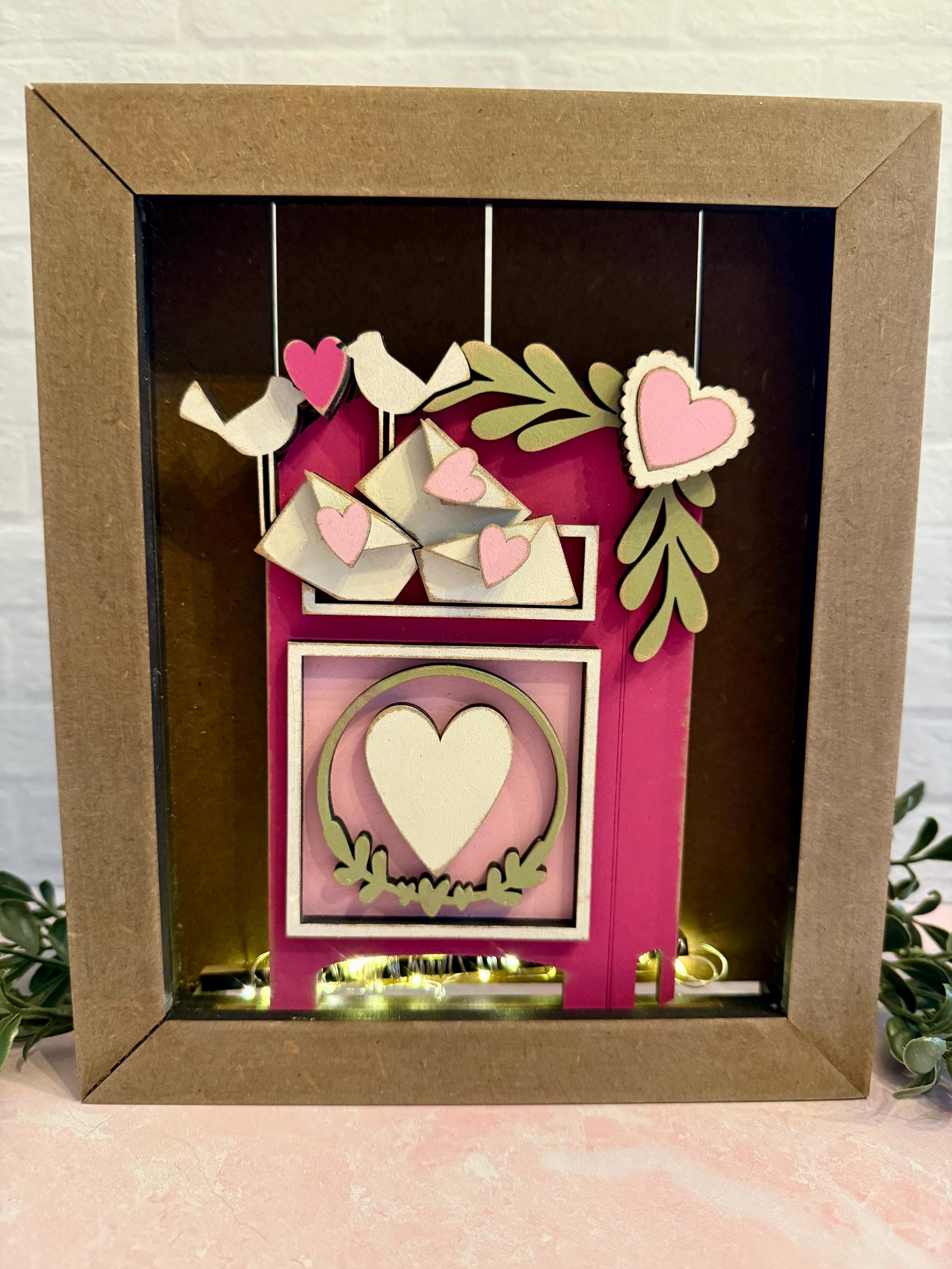 Storefront Shadow Box Insert Valentine Shadow Box Insert | Farmhouse Valentine Display | Love Birds ...