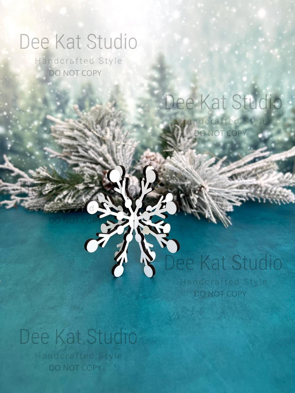 24 Mini Flocons De Neige En Bois 2.5cm - Décoration De Table Noël - Kit DIY - Couleurs Blanc Et Naturel - 13
