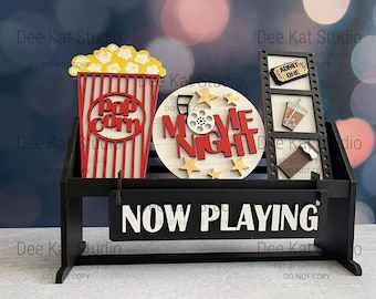 Movie Night Interchangeable Insert Set – Popcorn & Candy Mini Signs – TV Room or Tiered Tray Decor
